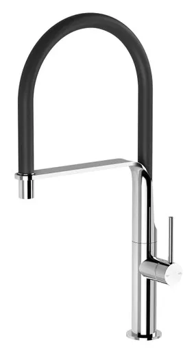 Vido Sink Mixer (Black Flexible Hose) 5Star | Made From Brass In Chrome Finish/Black By Phoenix