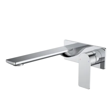 Urbane II 220mm Wall Basin/Bath Mixer - Rectangular Cover Plate - - Sales Kit 6Star | Made From Brass In Chrome Finish By Caroma