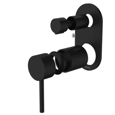Liano II Bath/Shower Mixer With Diverter Trim Kit - Rounded Cover Plate - Matte | Made From Brass In Black By Caroma