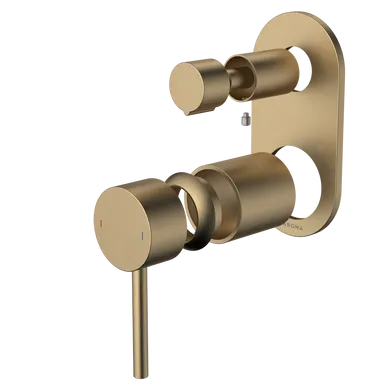 Liano II Bath/Shower Mixer With Diverter Trim Kit - Rounded Cover Plate - Brushed | Made From Brass/Brushed Brass By Caroma