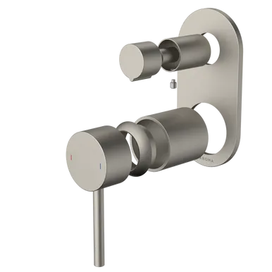 Liano II Bath/Shower Mixer With Diverter Trim Kit - Rounded Cover Plate | Made From Brass In Brushed Nickel By Caroma