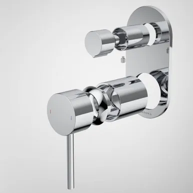 Liano II Bath/Shower Mixer With Diverter Trim Kit - Rounded Cover Plate | Made From Brass In Chrome Finish By Caroma