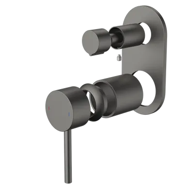 Liano II Bath/Shower Mixer With Diverter Trim Kit - Rounded Cover Plate | Made From Brass In Gunmetal By Caroma