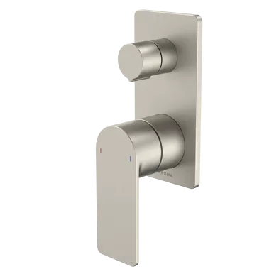 Urbane II Bath/Shower Mixer With Diverter Rectangular Cover Plate Sales Kit | Made From Brass In Brushed Nickel By Caroma