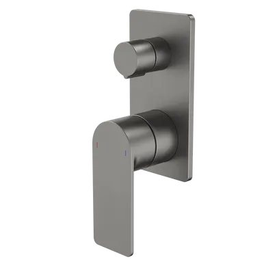 Urbane II Bath/Shower Mixer With Diverter - Rectangular Cover Plate - - Sales Kit | Made From Brass In Gunmetal By Caroma