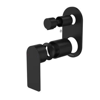 Urbane II Bath/Shower Mixer With Diverter Trim Kit - Round Cover Plate - Matte | Made From Brass In Black By Caroma