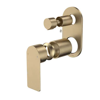 Urbane II Bath/Shower Mixer With Diverter Trim Kit - Round Cover Plate - Brushed | Made From Brass/Brushed Brass By Caroma