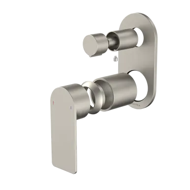 Urbane II Bath/Shower Mixer With Diverter Trim Kit - Round Cover Plate | Made From Brass In Brushed Nickel By Caroma