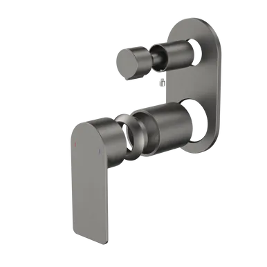 Urbane II Bath/Shower Mixer With Diverter Trim Kit - Round Cover Plate | Made From Brass In Gunmetal By Caroma