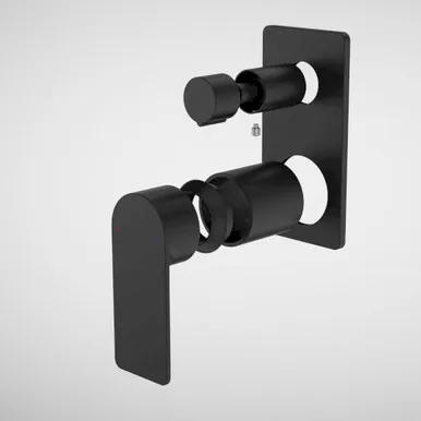Urbane II Bath/Shower Mixer With Diverter Trim Kit - Rectangular Cover Plate - Matte | Made From Brass In Black By Caroma
