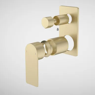 Urbane II Bath/Shower Mixer With Diverter Trim Kit - Rectangular Cover Plate - Brushed | Made From Brass/Brushed Brass By Caroma