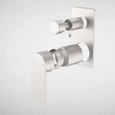 Urbane II Bath/Shower Mixer With Diverter Trim Kit - Rectangular Cover Plate | Made From Brass In Brushed Nickel By Caroma