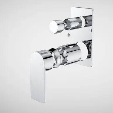 Urbane II Bath/Shower Mixer With Diverter Trim Kit - Rectangular Cover Plate | Made From Brass In Chrome Finish By Caroma