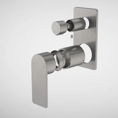 Urbane II Bath/Shower Mixer With Diverter Trim Kit - Rectangular Cover Plate | Made From Brass In Gunmetal By Caroma