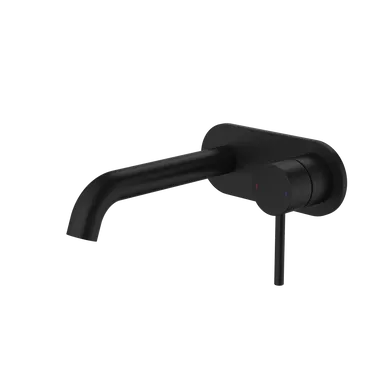 Liano II 175mm Wall Basin/Bath Mixer - Rounded Cover Plate - Matte - Sales Kit 6Star | Made From Brass In Black By Caroma