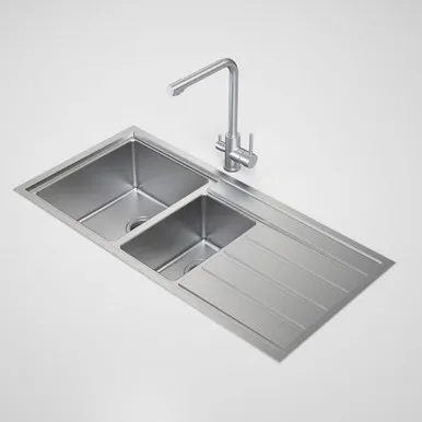 Compass 1.5 Bowl Sink Left Hand Bowl 3 Tap Holes | Made From Stainless Steel By Caroma