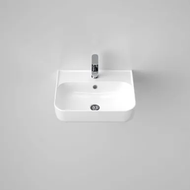 Tribute Rectangle 500 Wall Basin Overflow With Plug & Waste 1 Tap Hole | Made From Vitreous China In White By Caroma
