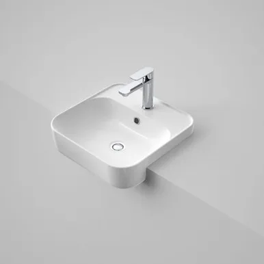 Tribute Square 420 Semi Recessed Basin Of With Plug & Waste 1 Tap Hole | Made From Vitreous China In White By Caroma