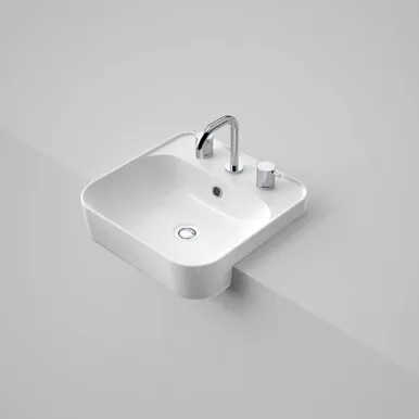 Tribute Square 420 Semi Recessed Basin 3 Tap Hole Of | Made From Vitreous China In White By Caroma