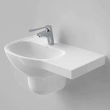 Care 700 Wall Basin With Right Hand Shelf 1 Tap Hole | Made From Vitreous China In White By Caroma