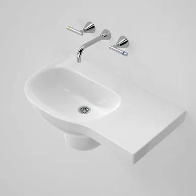 Care 700 Wall Basin With Right Hand Shelf - 0 Tap Hole | Made From Vitreous China In White By Caroma