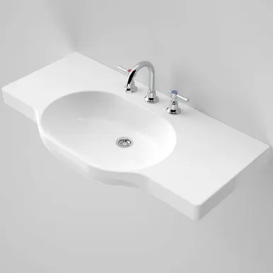 Opal 900 Twin Wall Basin With Plug & Waste 3 Tap Holes | Made From Vitreous China In White By Caroma
