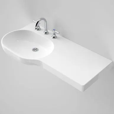 Opal 920 Right Hand Wall Basin With Plug & Waste 3 Tap Holes | Made From Vitreous China In White By Caroma