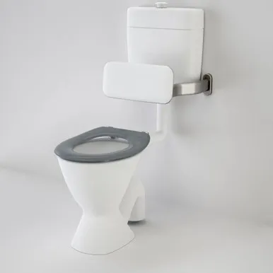 Care 100 V2 Connector (S Trap) Suite With Backrest And Caravelle Care Single Flap Seat - Anthracite Grey In White By Caroma