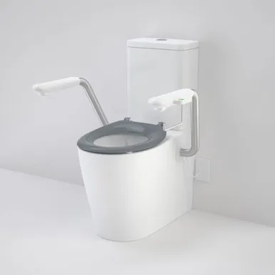Care 660 Cleanflush Wall Faced Cc Easy Height Be Suite With Nurse Call Armrests Left & Caravelle Single Flap Seat Ag In White By Caroma