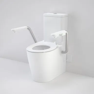 Care 660 Cleanflush Wall Faced Cc Easy Height Be Suite With Nurse Call Armrests Right & Caravelle Single Flap Seat Ag In White By Caroma