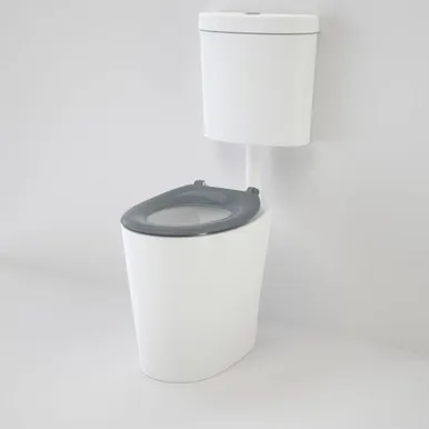 Care 610 Cleanflush Connector P Trap Suite With Backrest And Caravelle Single Flap Seat Anthracite Grey In White By Caroma