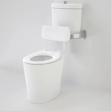 Care 610 Cleanflush Connector P Trap Suite With Backrest And Caravelle Single Flap Seat In White By Caroma
