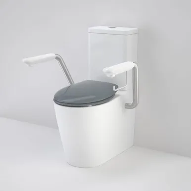 Care 660 Cleanflush Wall Faced Cc Easy Height Be Suite With Armrests & Caravelle Double Flap Seat Ag In White By Caroma