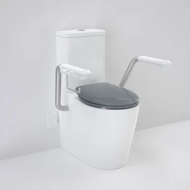 Care 660 Cleanflush® Wall Faced Close Coupled Easy Height Back Entry Suite With Nurse Call Armrests Right & Caravelle Double Flap Seat Nth By Caroma