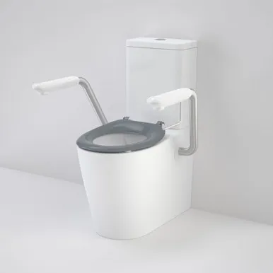 Care 660 Cleanflush Wall Faced Cc Easy Height Be Suite With Armrests & Caravelle Single Flap Seat Ag In White By Caroma