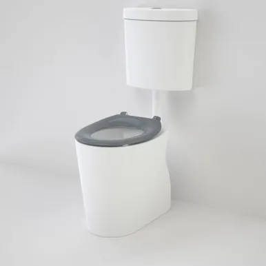 Care 610 Cleanflush Connector S Trap Suite With Caravelle Single Flap Seat Anthracite Grey In White By Caroma