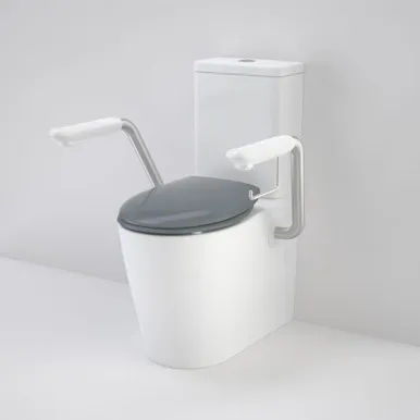 Care 660 Cleanflush Wall Faced Cc Easy Height Bi Suite With Armrests And Caravelle Double Flap Seat Ag In White By Caroma