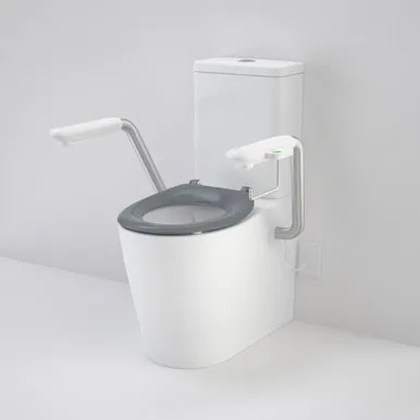 Care 660 Cleanflush Wall Faced Cc Easy Height Bi Suite With Nurse Call Armrests Left And Caravelle Single Flap Seat Ag In White By Caroma