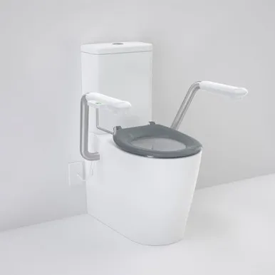 Care 660 Cleanflush Wall Faced Cc Easy Height Bi Suite With Nurse Call Armrests Right And Caravelle Single Flap Seat Ag In White By Caroma