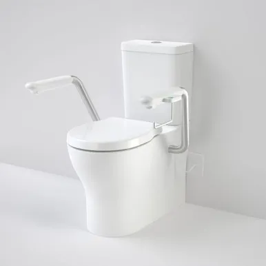 Opal Cleanflush Easy Height Wall Faced Close Coupled Suite With Double Flap Seat And Nurse Call Armrest Left In White By Caroma