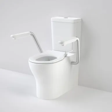 Opal Cleanflush Easy Height Wall Faced Close Coupled Suite With Single Flap Seat And Armrest In White By Caroma