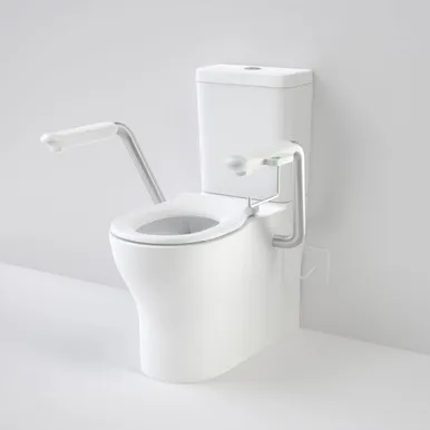 Opal Cleanflush Easy Height Wall Faced Close Coupled Suite With Single Flap Seat And Nurse Call Armrest Left In White By Caroma