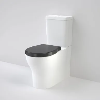 Opal Cleanflush Easy Height Wall Faced Close Coupled Suite With Double Flap Seat Black In White/Black By Caroma