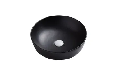 Basin Naples Above Counter Round 415mm X 135mm | Made From Vitreous China In Matte Black By Oliveri