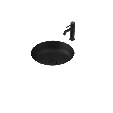 Liano II 440mm Round Under/Over Counter Basin In Matte Black By Caroma