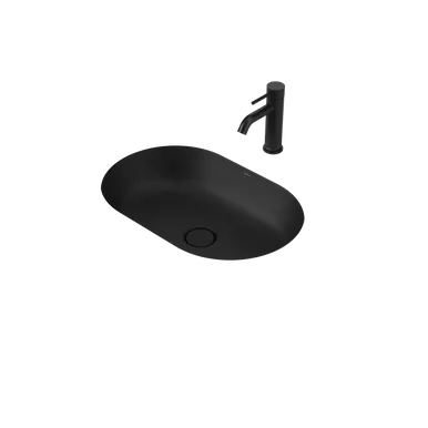 Liano II 580mm Pill Under/Over Counter Basin In Matte Black By Caroma