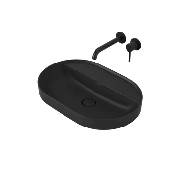 Liano II 600mm Pill Inset Basin With Tap Landing (0 Tap Hole) In Matte Black By Caroma