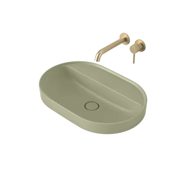Liano II 600mm Pill Inset Basin With Tap Landing (0 Tap Hole) Matte (Special Order) In Green By Caroma