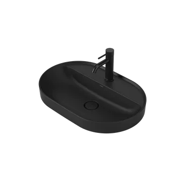 Liano II 600mm Pill Inset Basin With Tap Landing (1 Tap Hole) In Matte Black By Caroma
