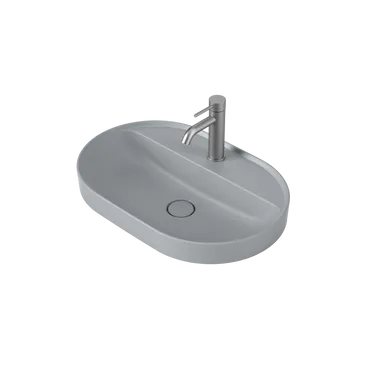 Liano II 600mm Pill Inset Basin With Tap Landing (1 Tap Hole) Matte (Special Order) In Grey By Caroma